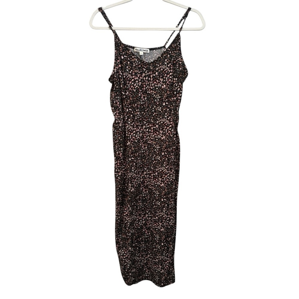 Wallflower Black Pink Floral Midi Dress Side Slit Spring Summer SZ XXL